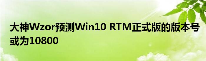 大神Wzor预测Win10 RTM正式版的版本号或为10800