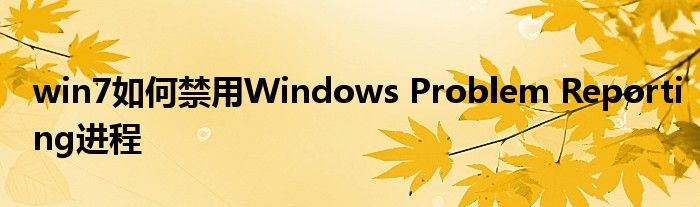 win7如何禁用Windows Problem Reporting进程