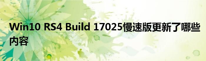 Win10 RS4 Build 17025慢速版更新了哪些内容