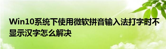 Win10系统下使用微软拼音输入法打字时不显示汉字怎么解决 软件资讯网