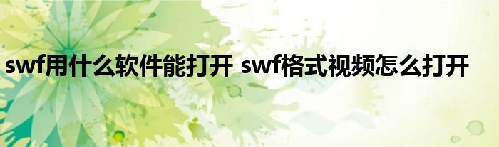 swf用什么软件能打开 swf格式视频怎么打开